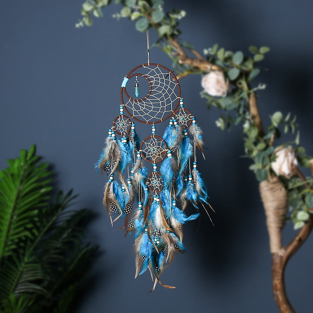 Olivenorma Boho Moon Dreamcatcher 5 Anelli Acchiappasogni Turchese