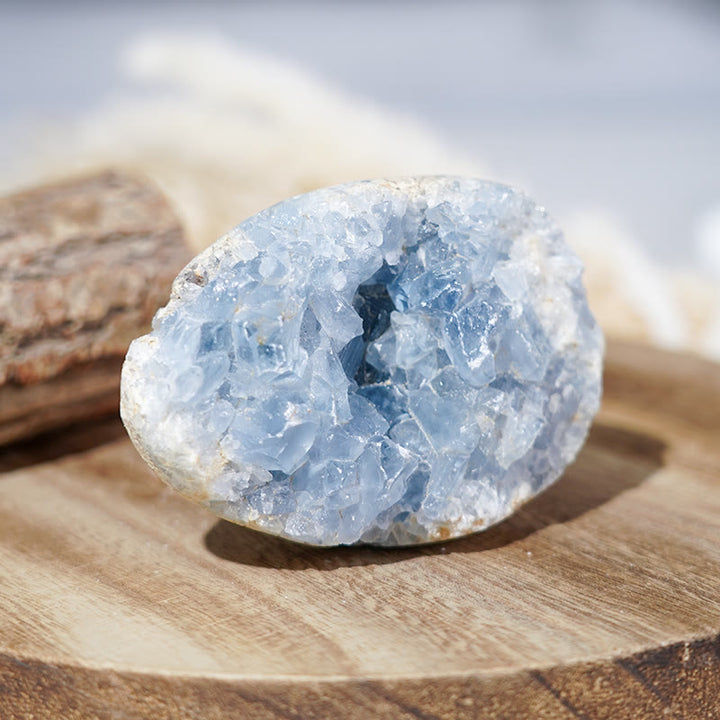 Olivenorma Cristallo curativo naturale Celestino grezzo Geode Rock