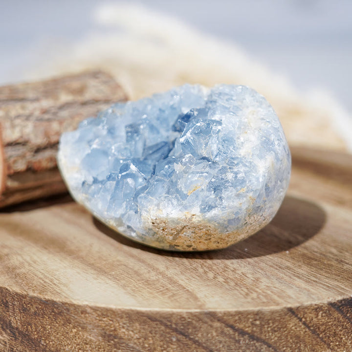 Olivenorma Cristallo curativo naturale Celestino grezzo Geode Rock