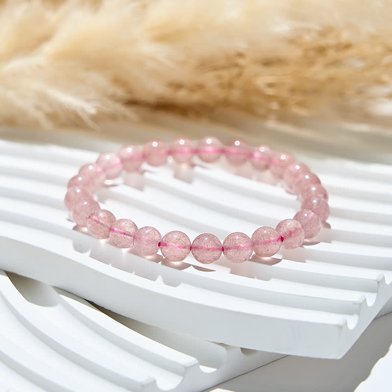 Bracciale Olivenorma in perline di quarzo fragola naturale da 6-10 mm 