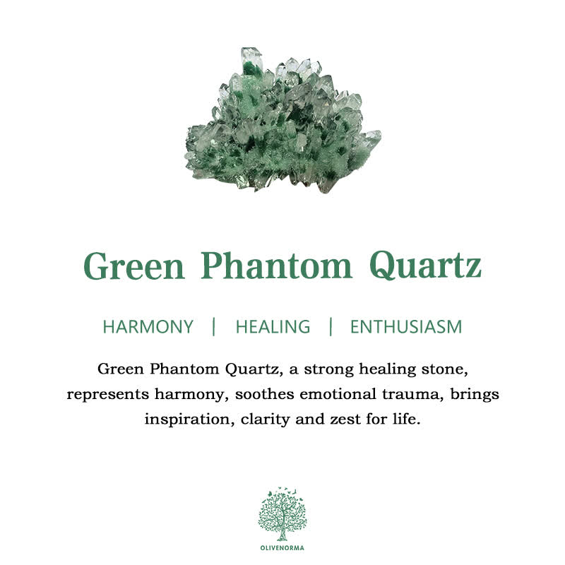 Bracciale Olivenorma in perline di quarzo fantasma verde naturale 