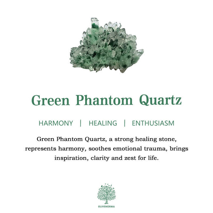 Bracciale Olivenorma in perline di quarzo fantasma verde naturale 