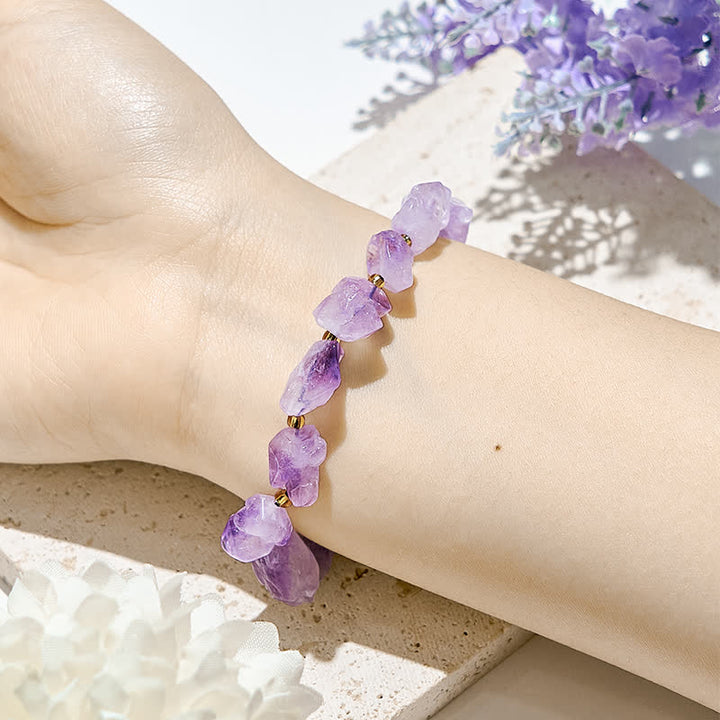 Bracciale Olivenorma con perline di ametista irregolari naturali 