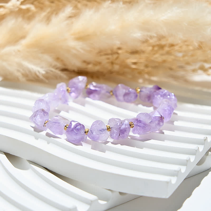 Bracciale Olivenorma con perline di ametista irregolari naturali 