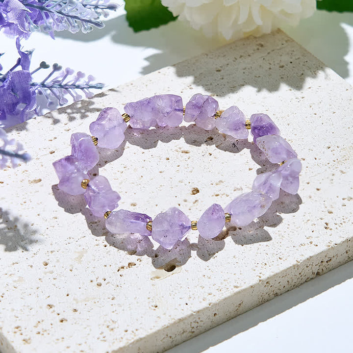 Bracciale Olivenorma con perline di ametista irregolari naturali 