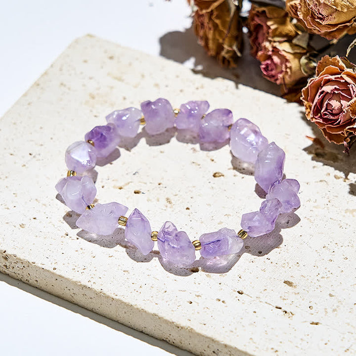 Bracciale Olivenorma con perline di ametista irregolari naturali 