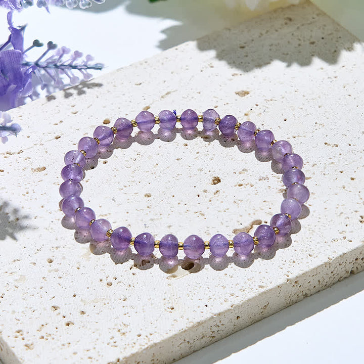 Bracciale da donna con perline di ametista naturale Olivenorma 