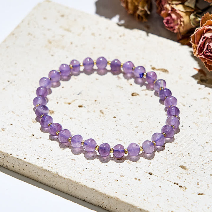 Bracciale da donna con perline di ametista naturale Olivenorma 