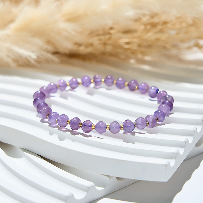 Bracciale da donna con perline di ametista naturale Olivenorma 
