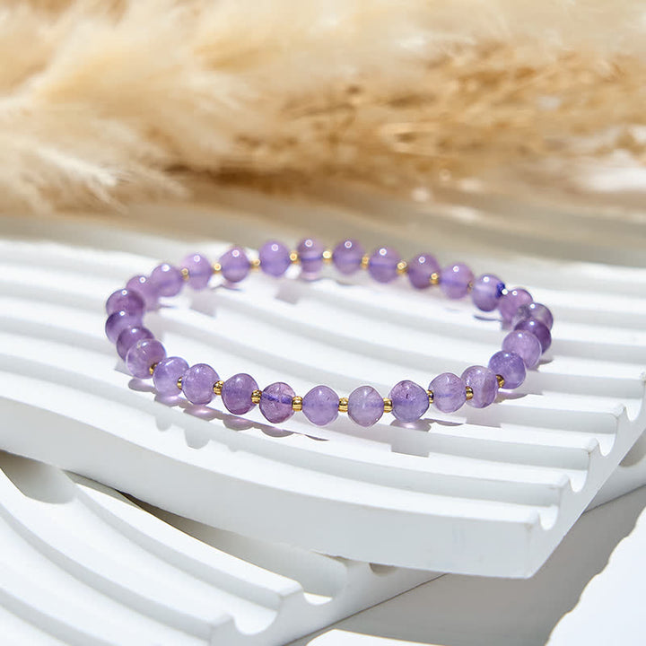 Bracciale da donna con perline di ametista naturale Olivenorma 