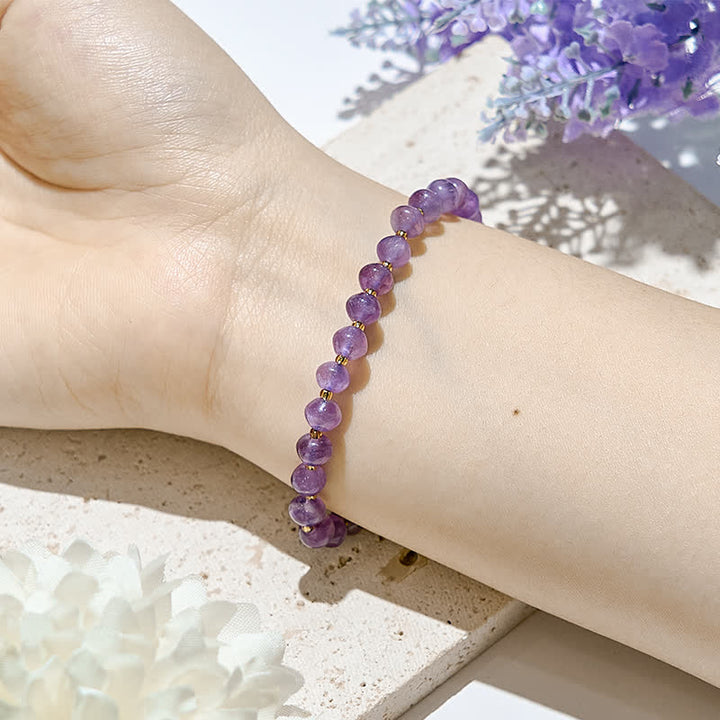 Bracciale da donna con perline di ametista naturale Olivenorma 