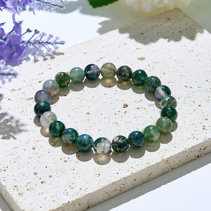 Bracciale Olivenorma con perline di agata muschiata naturale da 6 mm/8 mm