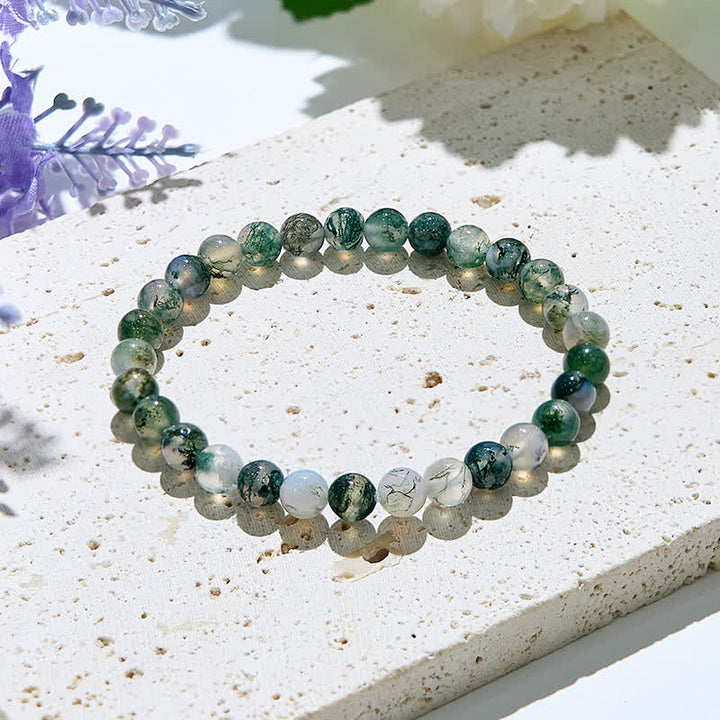 Bracciale Olivenorma con perline di agata muschiata naturale da 6 mm/8 mm