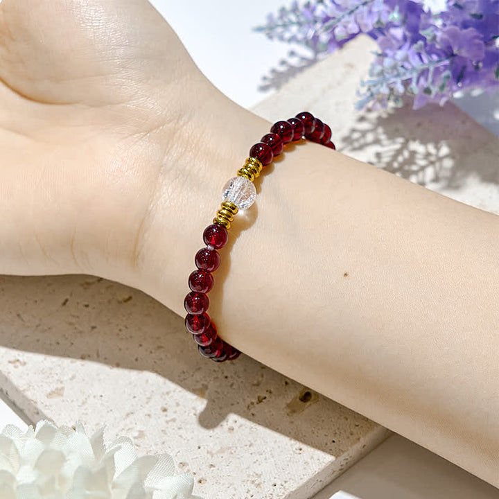Bracciale Olivenorma con perline di cristallo trasparente di granato naturale 