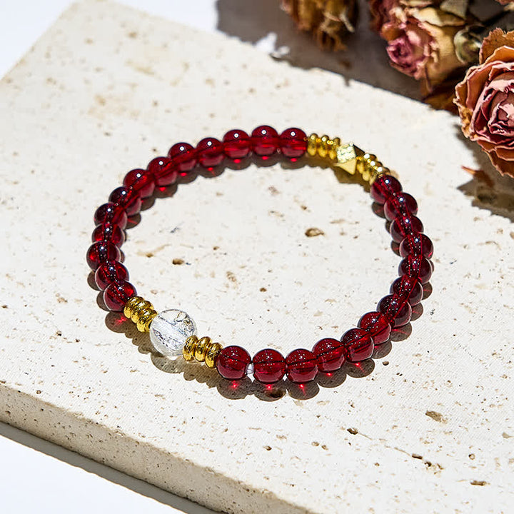 Bracciale Olivenorma con perline di cristallo trasparente di granato naturale 