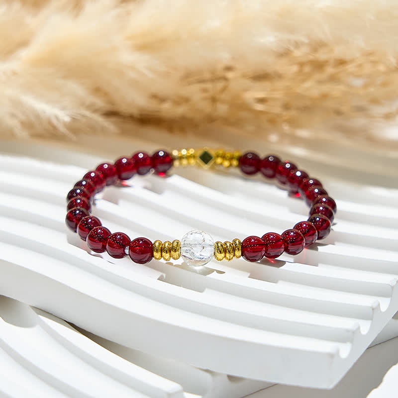 Bracciale Olivenorma con perline di cristallo trasparente di granato naturale 