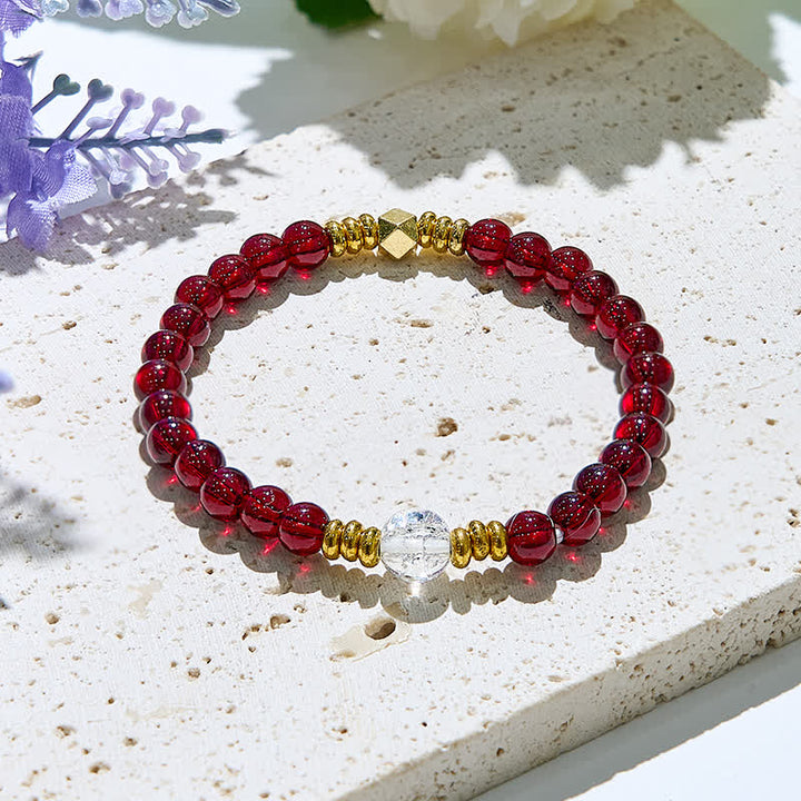 Bracciale Olivenorma con perline di cristallo trasparente di granato naturale 