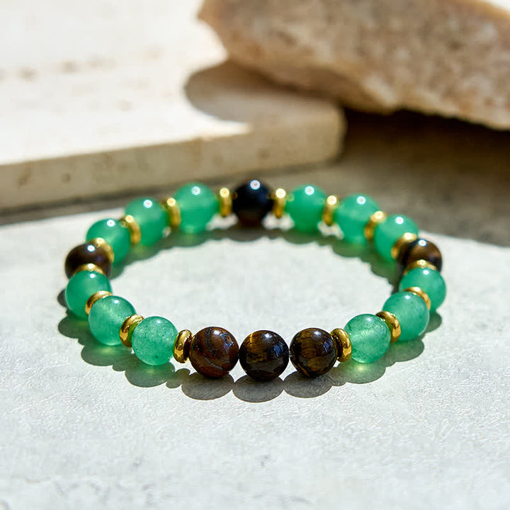Bracciale Olivenorma in perline di occhio di tigre in avventurina verde naturale 