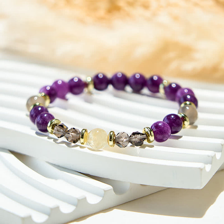Braccialetto Olivenorma con perline di calcedonio viola naturale 