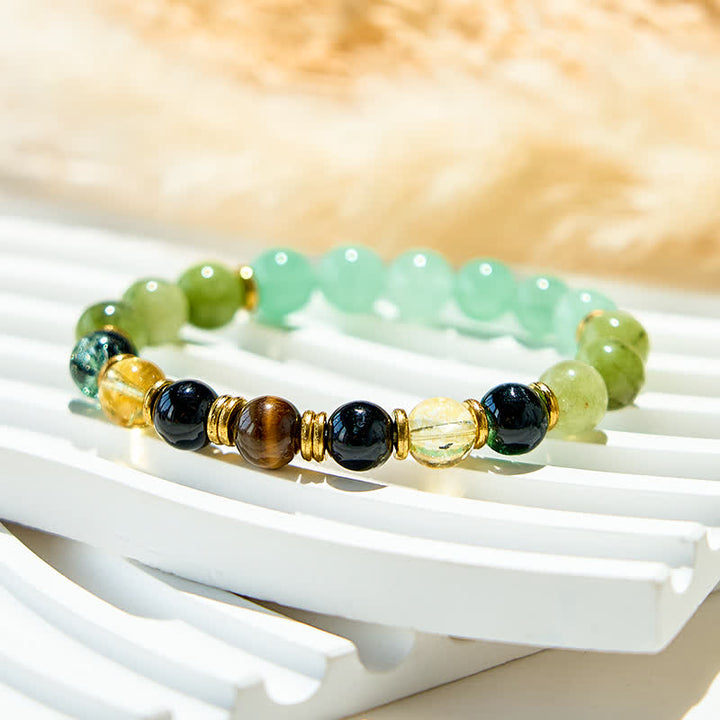 Bracciale Olivenorma in perline di prehnite avventurina verde naturale 