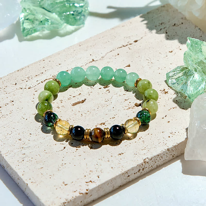 Bracciale Olivenorma in perline di prehnite avventurina verde naturale 