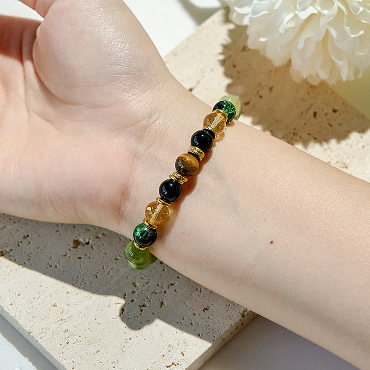 Bracciale Olivenorma in perline di prehnite avventurina verde naturale 