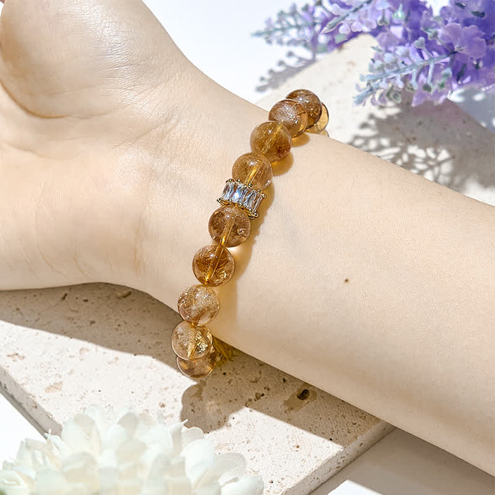 Bracciale Olivenorma con perline di zircone bianco e citrino naturale 