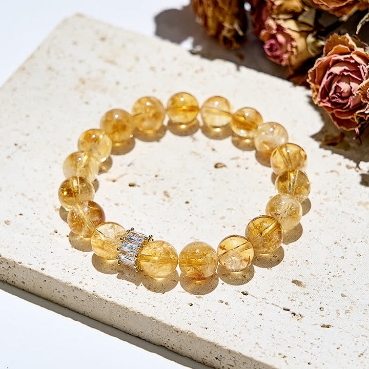Bracciale Olivenorma con perline di zircone bianco e citrino naturale 