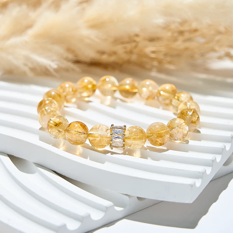 Bracciale Olivenorma con perline di zircone bianco e citrino naturale 