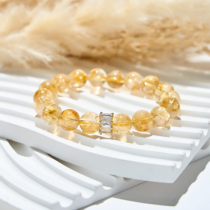 Bracciale Olivenorma con perline di zircone bianco e citrino naturale 