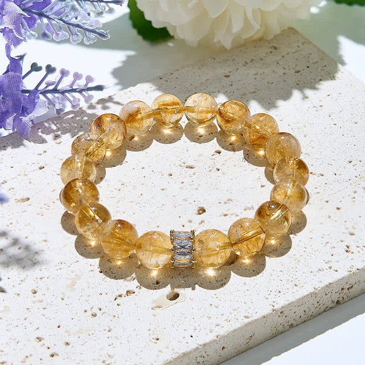 Bracciale Olivenorma con perline di zircone bianco e citrino naturale 