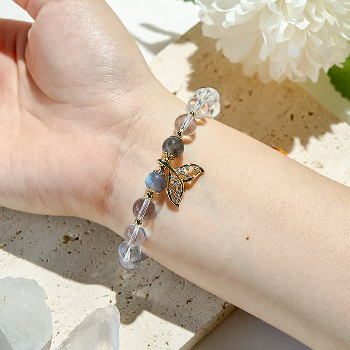 Bracciale Olivenorma con perline di cristallo trasparente in pietra di luna grigia 