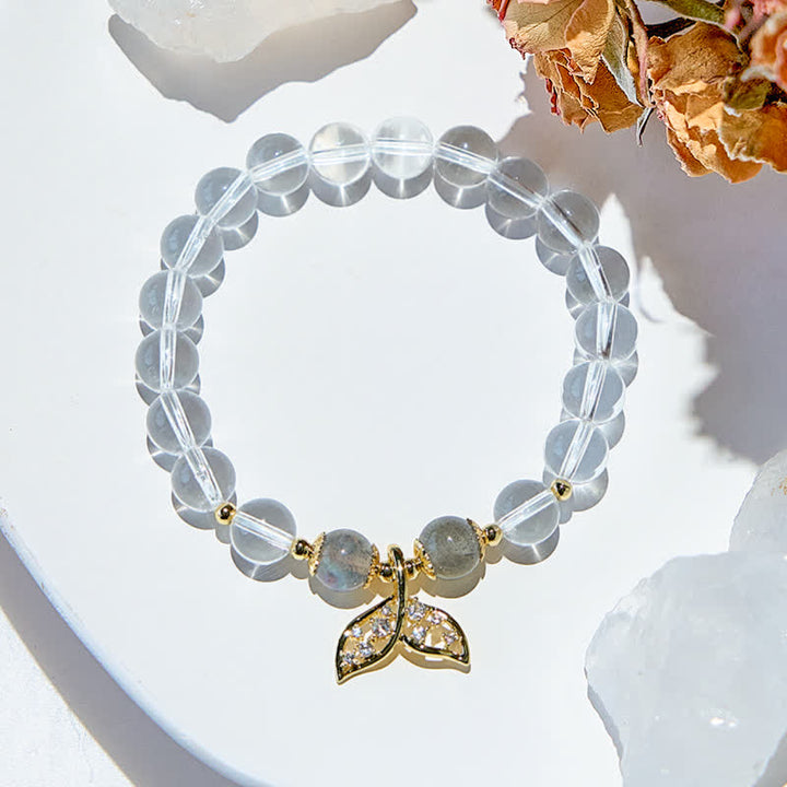 Bracciale Olivenorma con perline di cristallo trasparente in pietra di luna grigia 