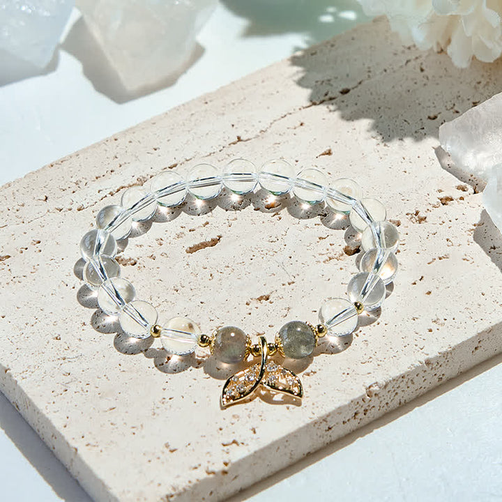 Bracciale Olivenorma con perline di cristallo trasparente in pietra di luna grigia 