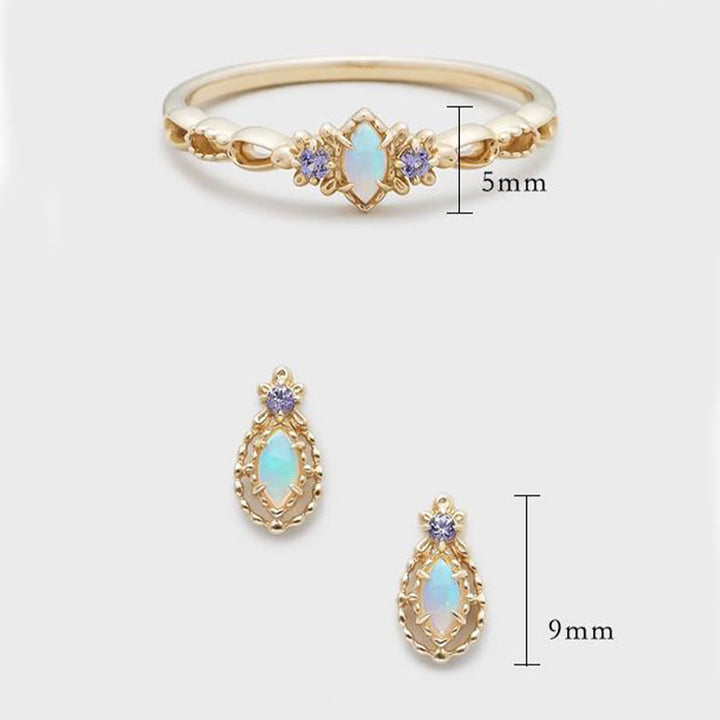 Olivenorma Opal Collana Anello Orecchini Set Set di gioielli con pietre preziose
