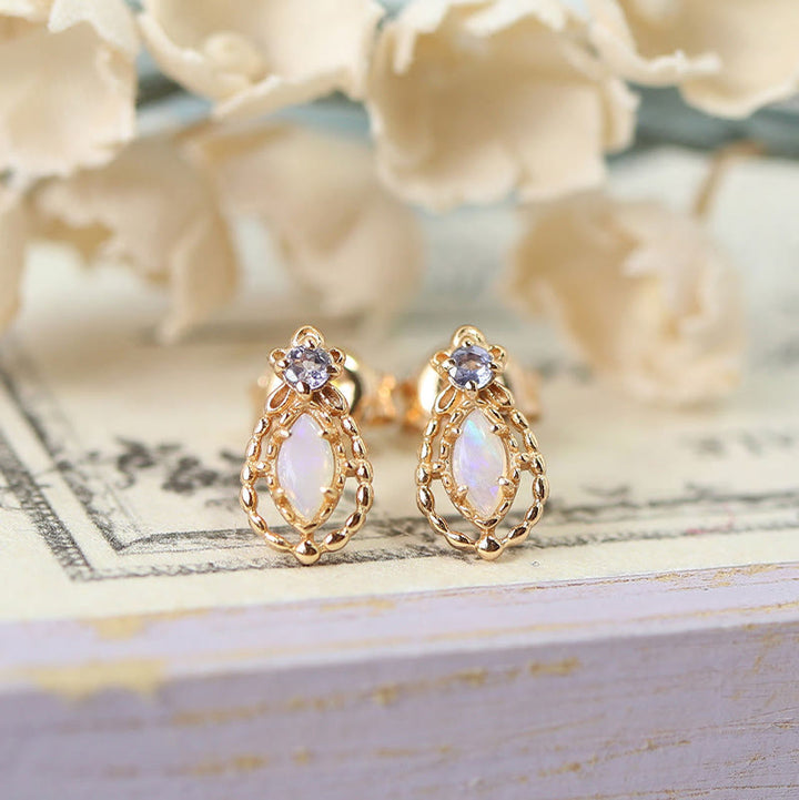Olivenorma Opal Collana Anello Orecchini Set Set di gioielli con pietre preziose