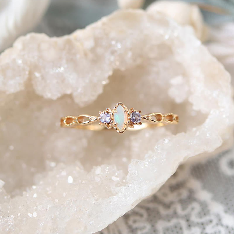 Olivenorma Opal Collana Anello Orecchini Set Set di gioielli con pietre preziose