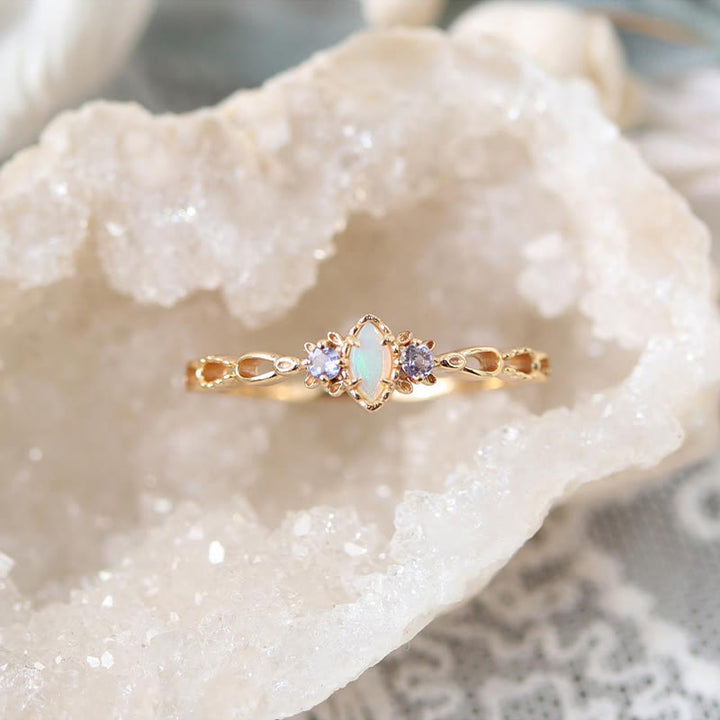 Olivenorma Opal Collana Anello Orecchini Set Set di gioielli con pietre preziose