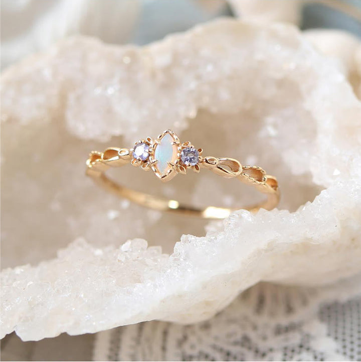 Olivenorma Opal Collana Anello Orecchini Set Set di gioielli con pietre preziose