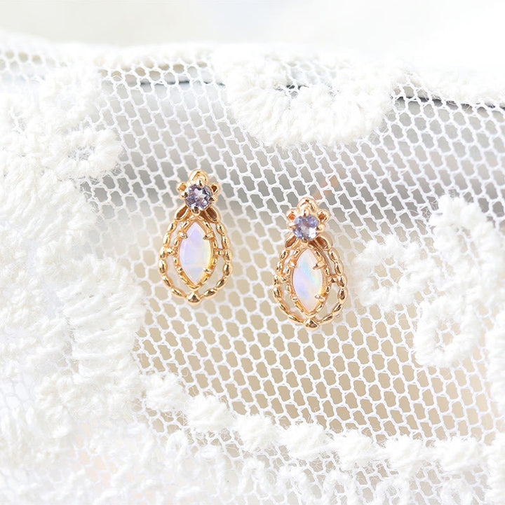 Olivenorma Opal Collana Anello Orecchini Set Set di gioielli con pietre preziose