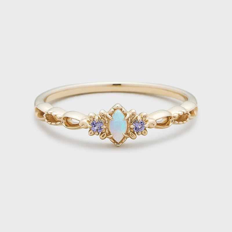 Olivenorma Opal Collana Anello Orecchini Set Set di gioielli con pietre preziose