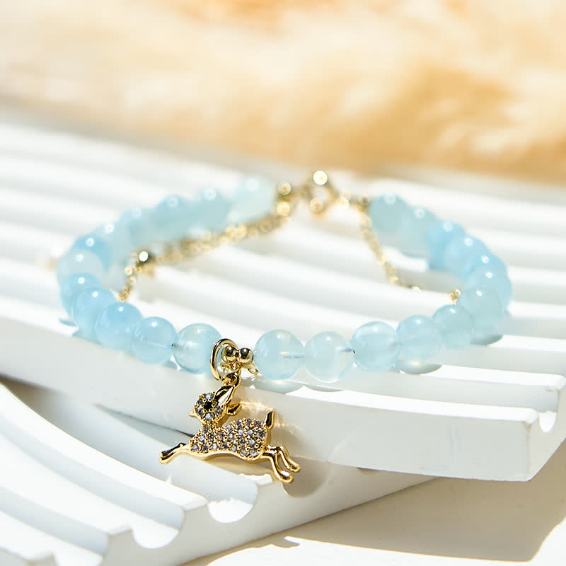 Bracciale con ciondolo in perle di acquamarina naturale Olivenorma Fawn 