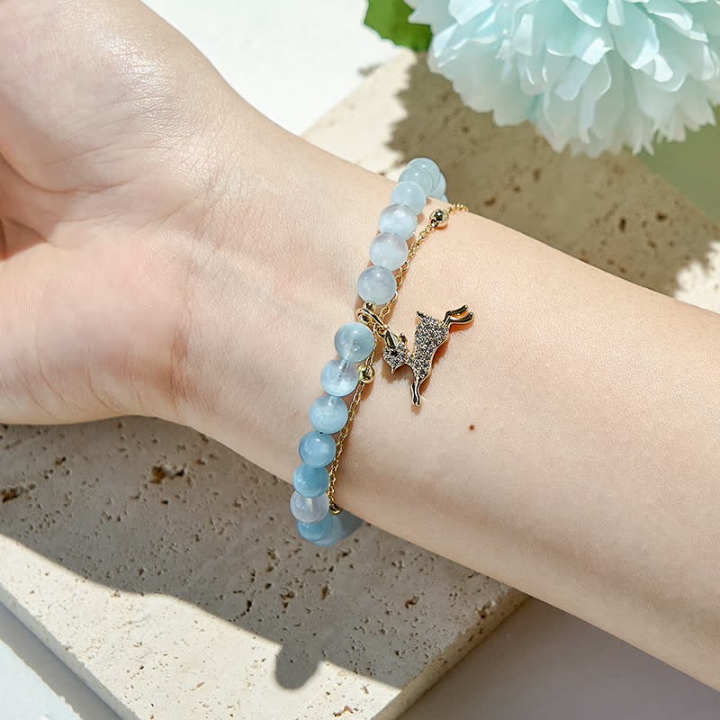 Bracciale con ciondolo in perle di acquamarina naturale Olivenorma Fawn 