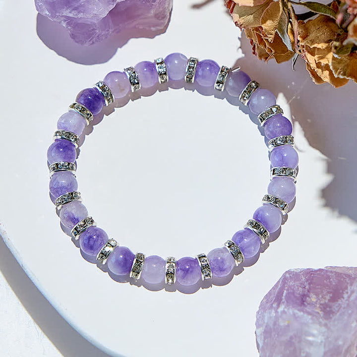Braccialetto di perline di lepidolite naturale Olivenorma 