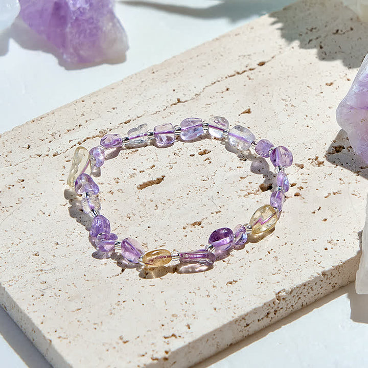 Braccialetto di perline di citrino e lepidolite naturale Olivenorma 