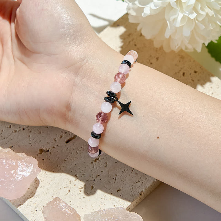 Bracciale con ciondolo a forma di stella con perline in pietra naturale Olivenorma