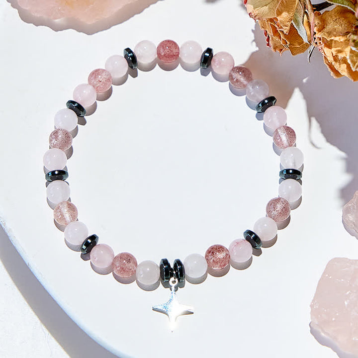 Bracciale con ciondolo a forma di stella con perline in pietra naturale Olivenorma