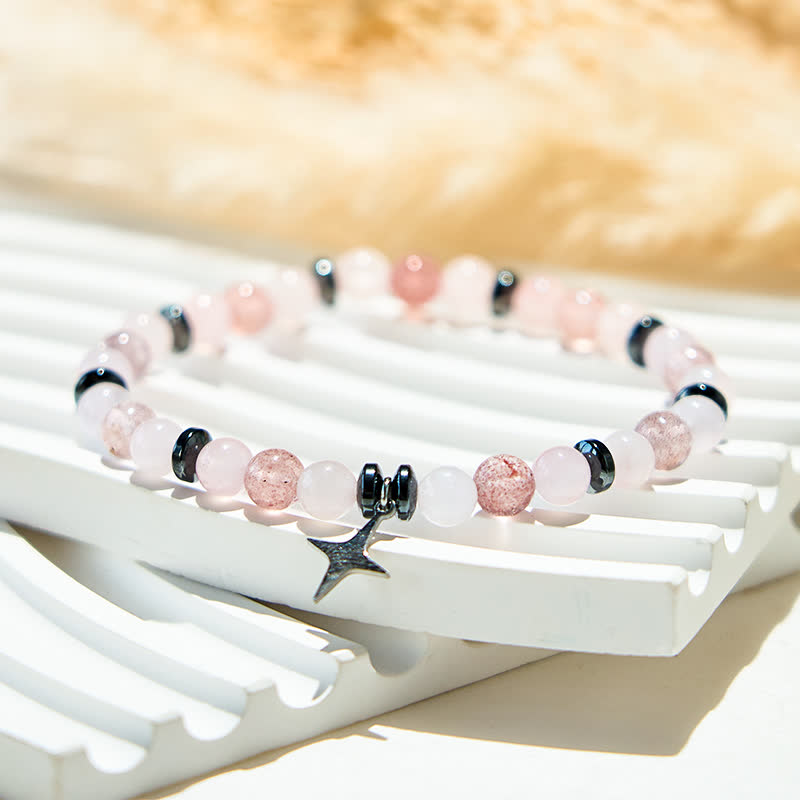 Bracciale con ciondolo a forma di stella con perline in pietra naturale Olivenorma