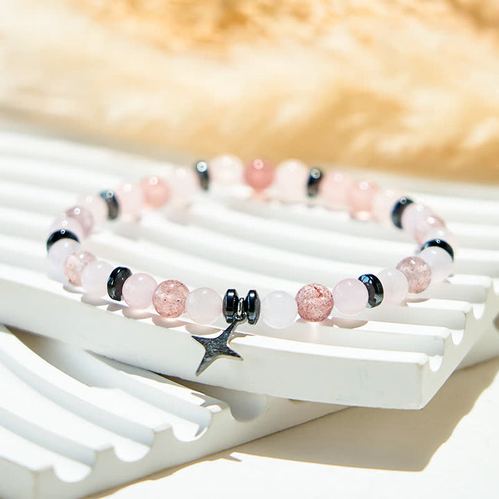 Bracciale con ciondolo a forma di stella con perline in pietra naturale Olivenorma