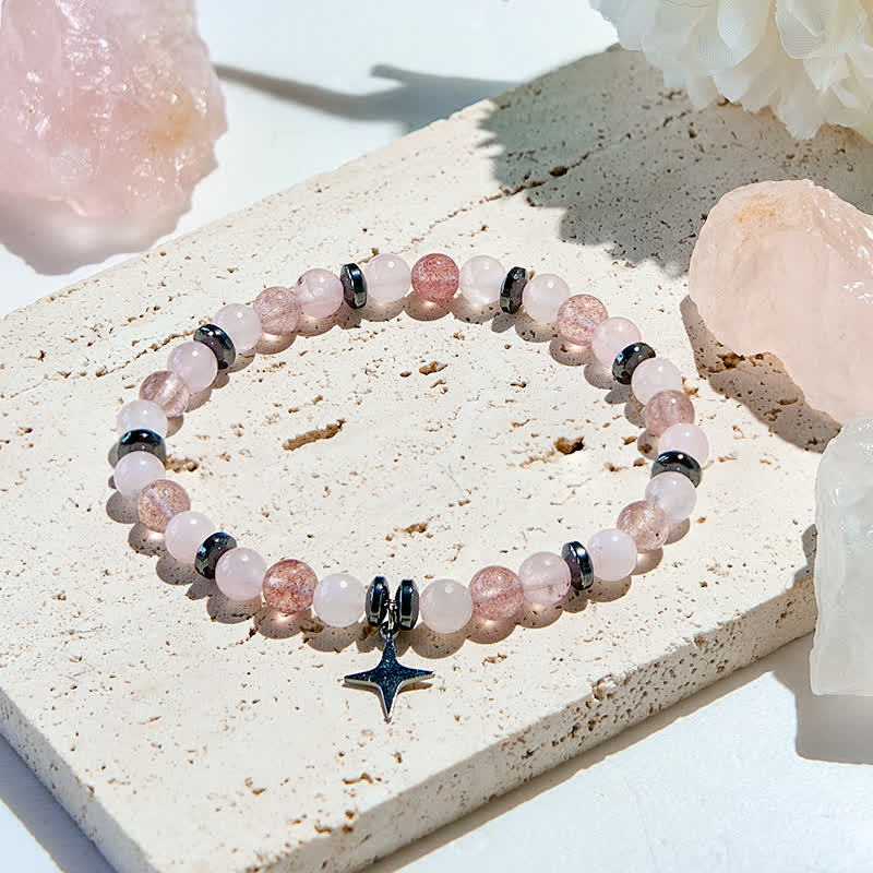 Bracciale con ciondolo a forma di stella con perline in pietra naturale Olivenorma